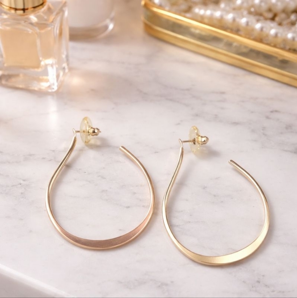 Silvertone Hoop Earrings - Pre-loved (2")